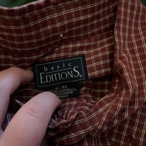 Basic Editions Burgundy Checkered button down shirt XL